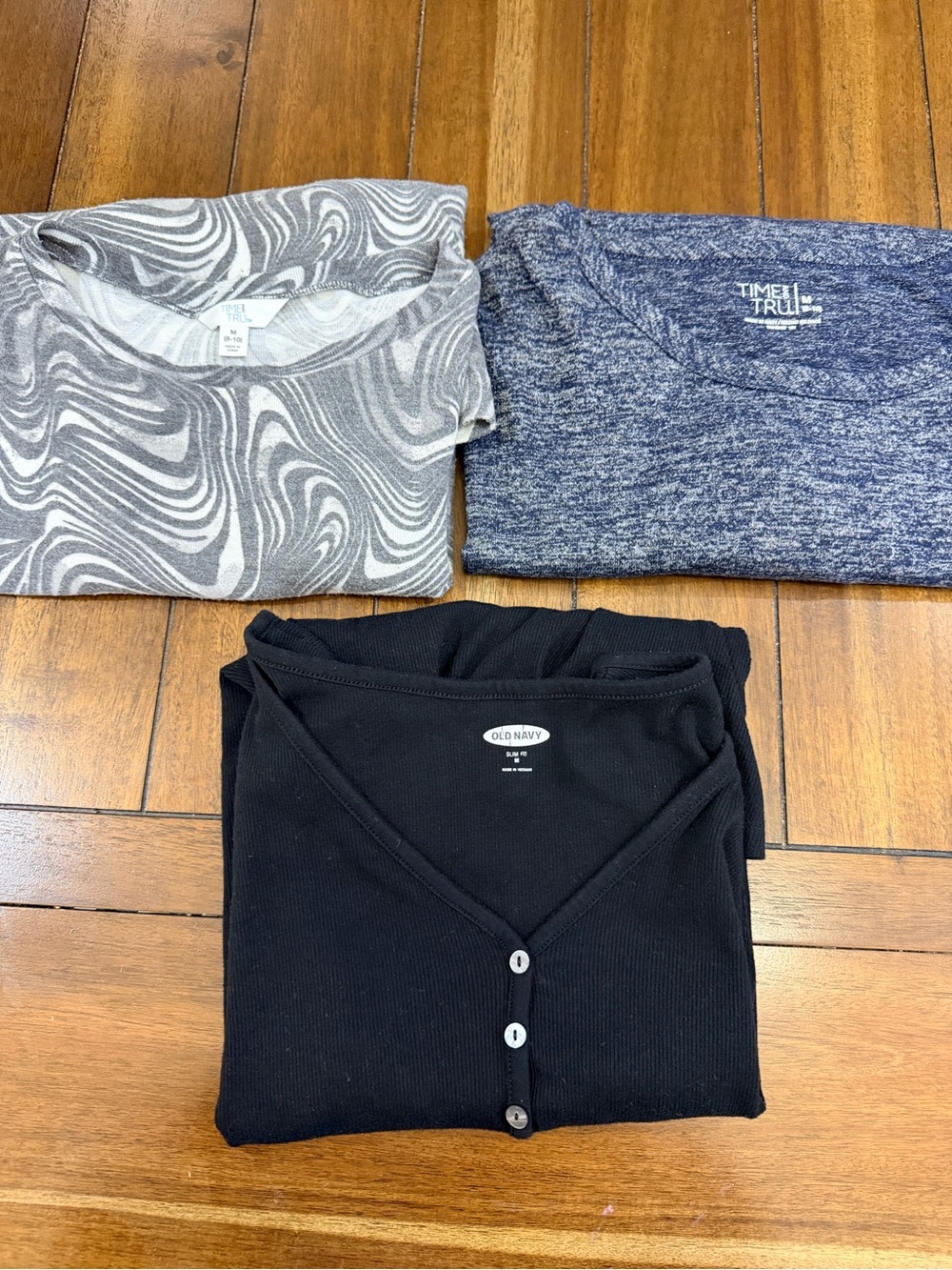 Lot of 3 Women Tops Size M Old Navy Slim Fit Ribbed Henley Time and Tru